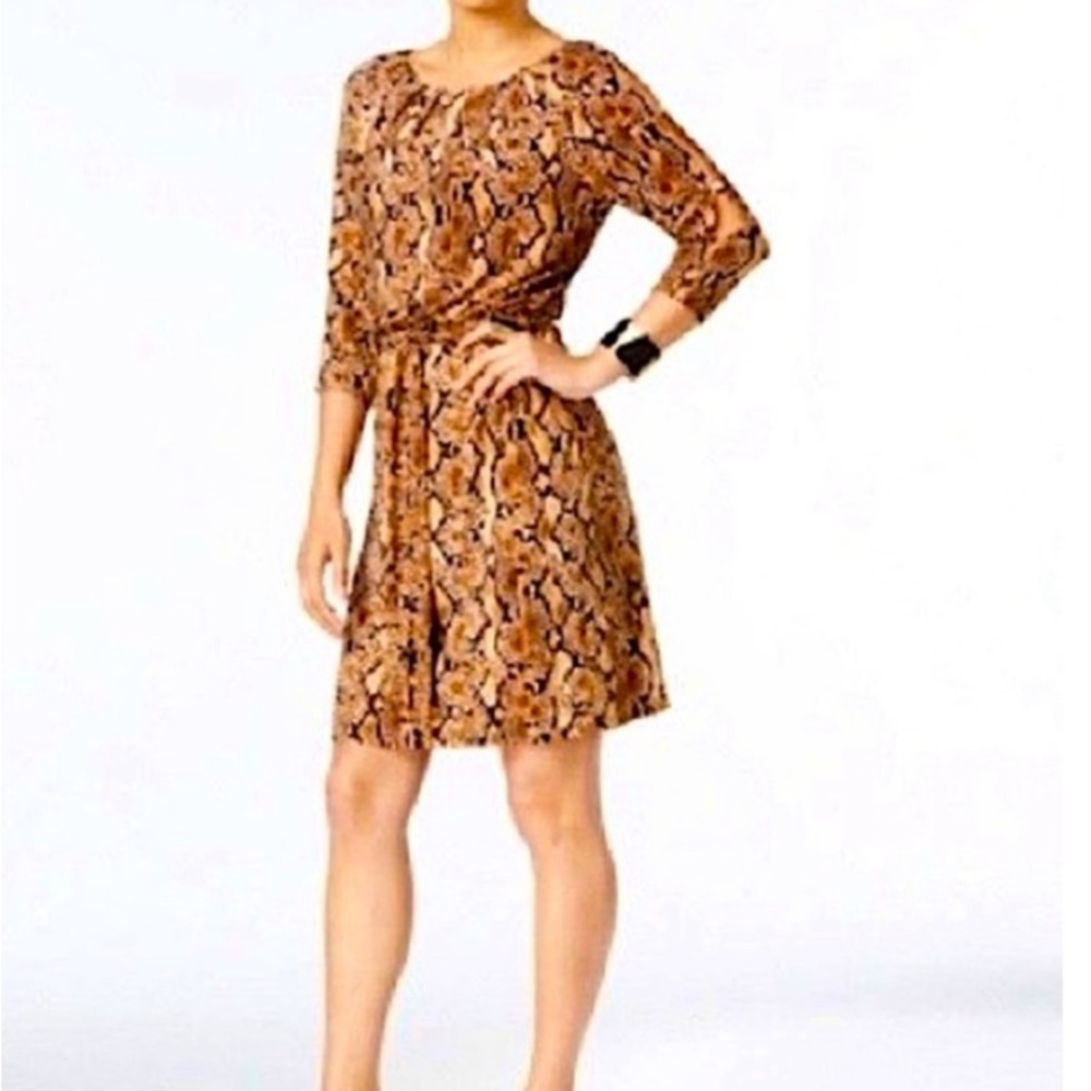 Thalia Sodi snake brown print dress.